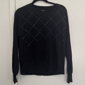 Alfani Black shimmer Crew Neck Sweater with beaded Diamond Design